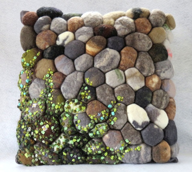 Artful Wet Felted Rock Pillow – LIVING FELT Blog!
